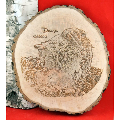 Baumscheibe mit Foto Gravur rund 24 - 27 cm