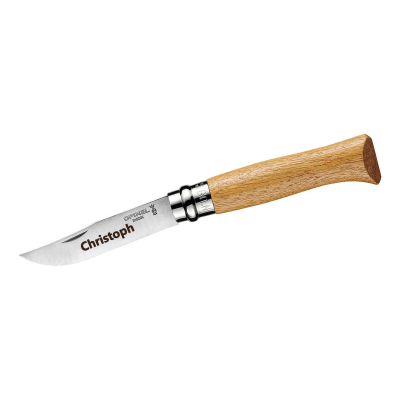 Opinel Messer Eichenholz mit Metallgravur