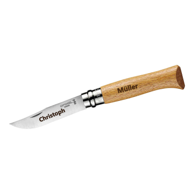 Opinel Messer Eichenholz mit Metall- und Holzgravur