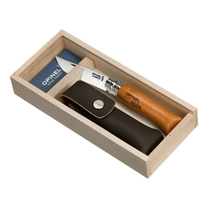 Opinel Messer Standard in Holzbox mit Holzgravur
