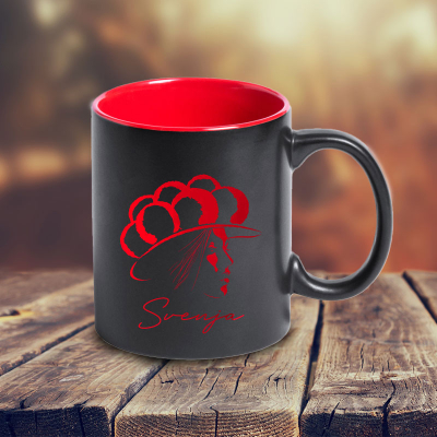 Tasse Black Forest Lady mit Wunschname schwarz/rot