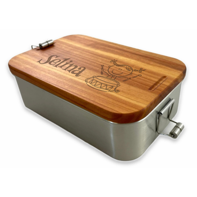 EDELSTAHL Lunchbox mit Holzdeckel Kirsch